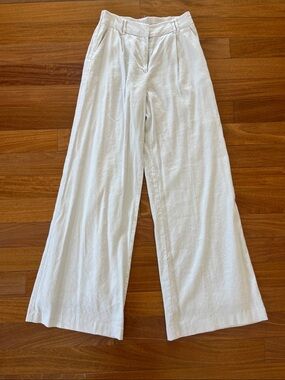 New Magaschoni Elastic-Waist Linen Wide Leg Pants XS